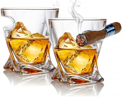 Amazon top seller Old Fashioned Whiskey Glass Tumbler With Holder twisted cigar glass