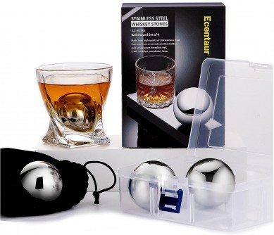 Κορυφαίος πωλητής Amazon Whisky Stones Stainless Steel Ice Cube Metal επαναχρησιμοποιήσιμες μπάλες