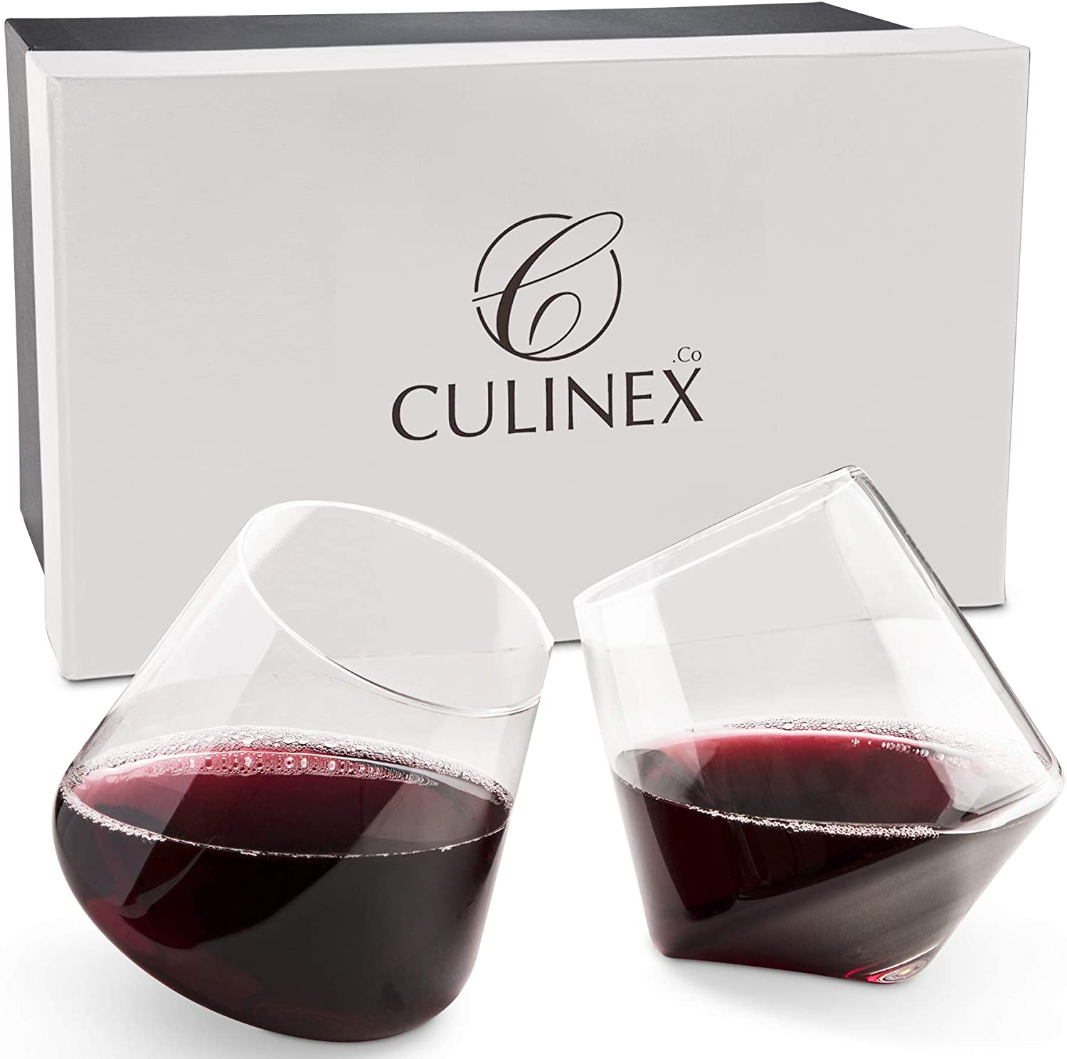 Newly ArrivalWood Box Gift Set - Hand Blown Stemless Wine Glasses Wine Tumblers Set Elegant Wine Glassware  – Shunstone
