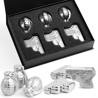 Reusable Stainless Steel Whiskey Stones for Drinks gun and bomb Shaped Set