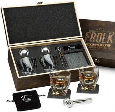 Thép không gỉ Whisky đá Balls Whisky Ly đá Lót trong hộp gỗ