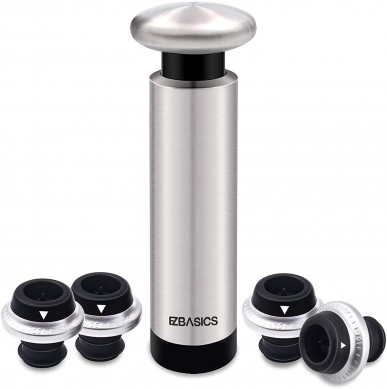 Chinese factory Wine Saver Stainless Steel Pump with Vacuum Bottle Stoppers