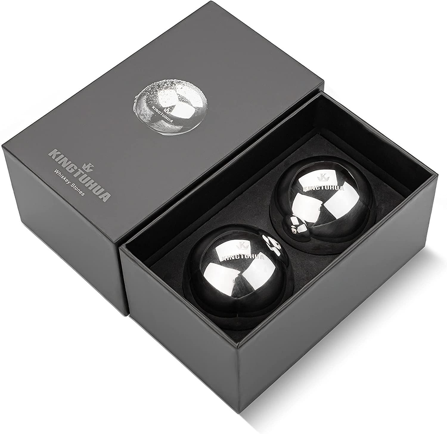 High definition Gray Marble Mosaic - Custom stainless steel Whiskey Stones Gift Set for Men Whisky Ice Balls in Luxury Box. – Shunstone