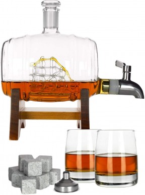 Decantador de whisky Dispensador de acero inoxidable Embudo Vasos de whisky Juego de piedra de whisky personalizado