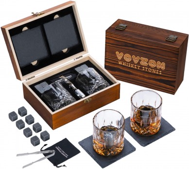 Whisky Stones and Glasses Gift Set for Men wine glasses gift for christmas