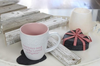 Heart  Slate Coasters Set of 6 with a Ribbon Protection from Drink Rings