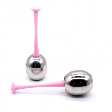 Cooling Facial Ice Globes Skin Massager Globes Luxury Pink Grip Facial Roller Tools For Skin Treatment Reduce Puffiness