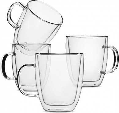 Double wall Coffee Mugs Coffee Glass 16oz 500ml Double Wall Tea Cup Glass Coffee Mug