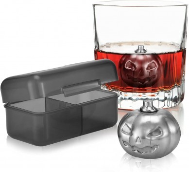 Amazon hot selling Stainless Whiskey Stone Favor Supplies Pumpkin Stainless Steel Reusable Ice Cube Set