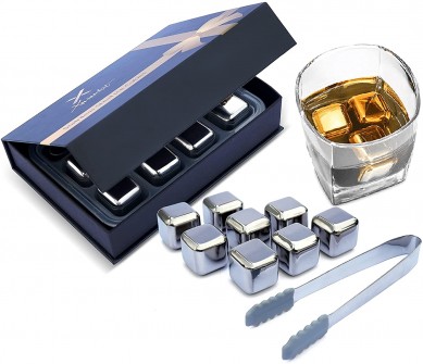 Edelstahl Whisky Steine ​​Premium Geschenkbox Wiederverwendbare Whisky Metall Eiswürfel Ideales Geschenk für Männer