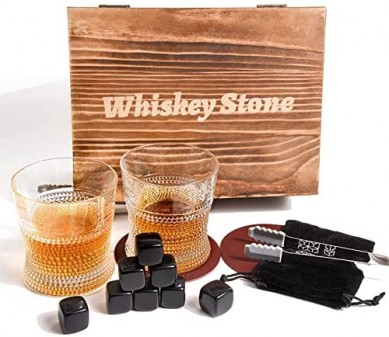 Amazon hot sade Whisky Stones lan Wine Kaca Gift Boxed Sets Whisky Penyayang Gifts kanggo Men