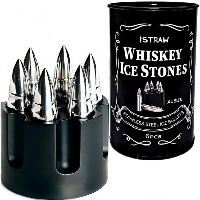 Juego de regalo de piedras de whisky de metal para hombres Bullet Whisky Stone Bullet Ice Cube para enfriadores de whisky
