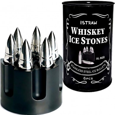 Set de regalo de pedras de whisky de metal para homes Bullet Whisky Stone Bullet Ice Cube para enfriadores de whisky