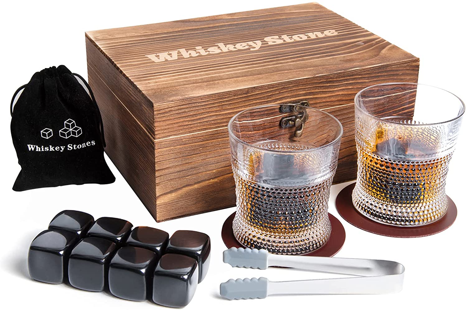 Professional Design Unique Whiskey Glass - Whiskey Stones Whiskey Glass Gift Boxed Sets 8 Basalt Chilling Whisky Rocks Whiskey Lovers Gifts for Men – Shunstone