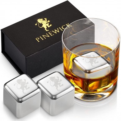 Custom design Stainless steel Whiskey Stones  Luxury Gift Set  Large 4cm Cubes