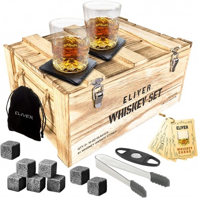 Whisky stone Whisky glass Scotch Glasses 8 Granite Chilling stone cigar cutter slate coaster wooden army box