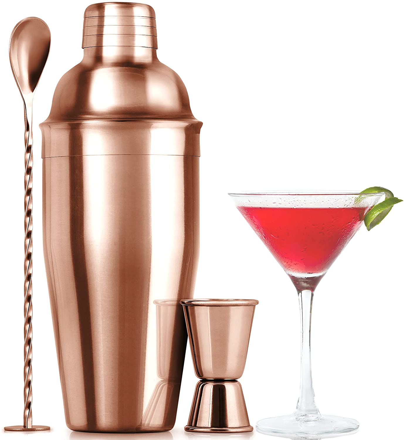 New Delivery for Diamond Shape Whiskey Stone - Large rose golden Stainless Steel Cocktail shaker Mixer Jigger Cocktail Spoon Bar Shaker Kit  – Shunstone