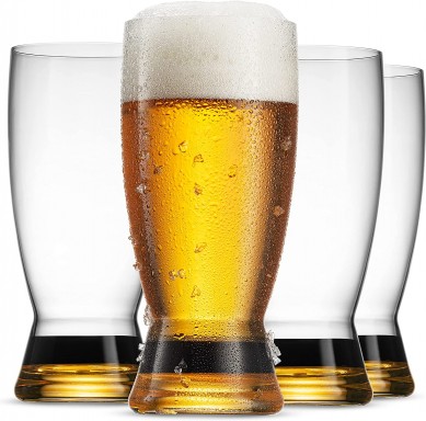 Beautiful Elegant Drinking Pint Glass Set with Color Bottoms