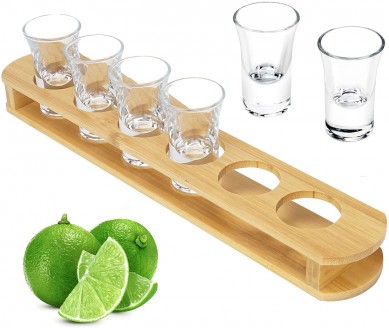 Spirits glasses set with bamboo hloder vodka shot glass wine festival gifts for men