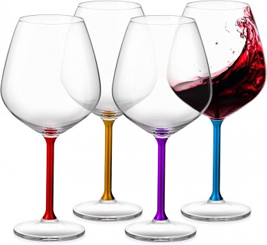 Red Wine Glasses set Wine Accessories Colored Wine Glassware Wine Glasses Metal Stem Alcohol Gift Sets