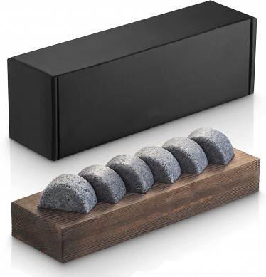Round shape Whiskey Stone Gift Set  Handcrafted Premium Granite Round Sipping Rocks in wooden Storage Tray Unique Gift