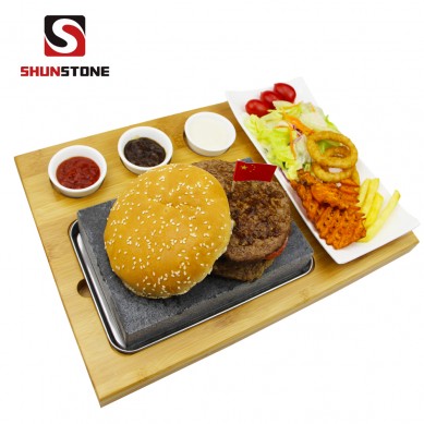 Amazon top seller Steak Stone Set  Bamboo Board Black Lava Rock Sizzling Hot Plate