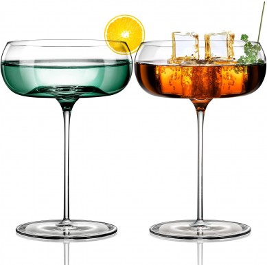 Crystal Coupe Glasses Lead-Free Premium Crystal Clear Glass Martini Cocktail Glasses Stemmed Cocktail Glass Gift Set