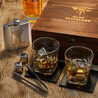 Whiskey Stones Gift Set Chilling Stones Whisky Glasses Tongs Coasters in Elegant Gift Box