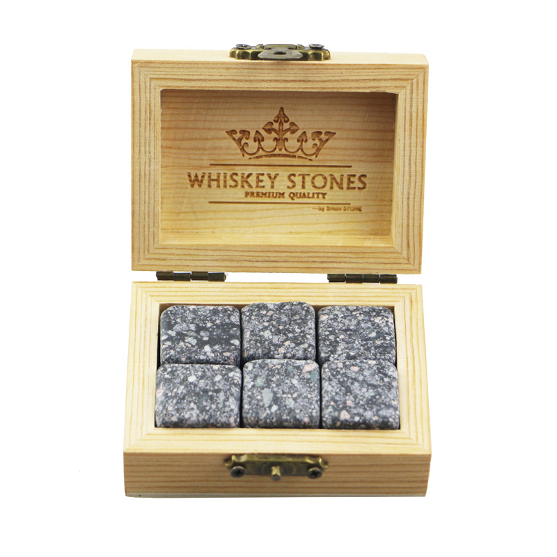 OEM Manufacturer Square Glass Cup - Hot selling product 6 pcs of porphyry Stones Whiskey Chilling Rocks Customize Packaging Whiskey Stones Set of 6 Natural  Cubes – Shunstone