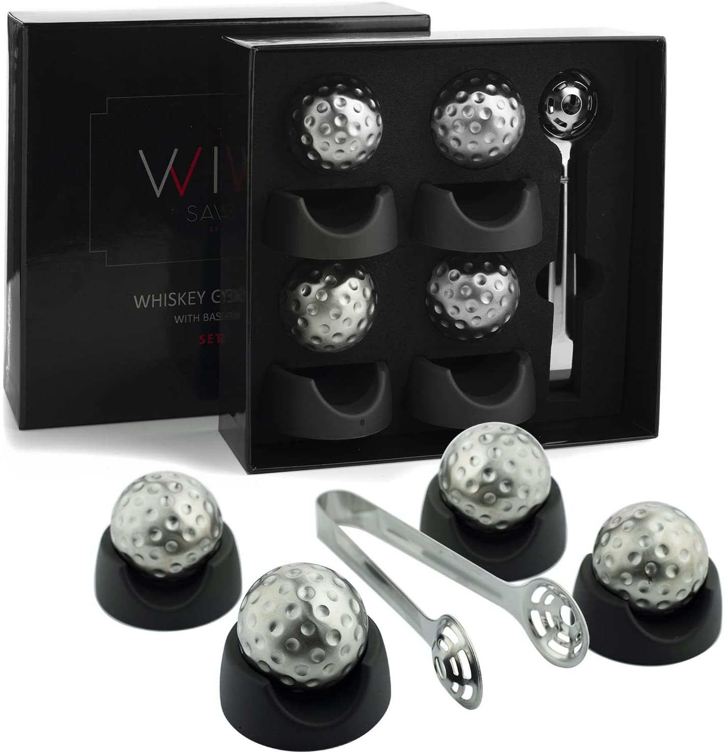 Factory Promotional Premium Whiskey Stone Set -  Golf Ball Shaped Stainless Steel Whiskey Stones Luxury gift for wine lover – Shunstone