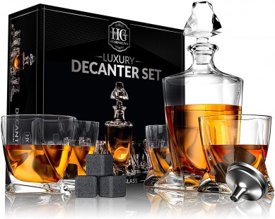 Premium Whisky Decanter Set Likur Nuċċali Irġiel Gift Tkessiħ Ġebel Whisky