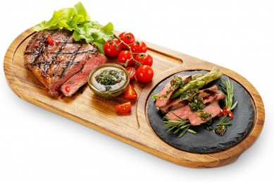 Wood Steak stone Plate with Handles Slate Stone Cutting wooden Board