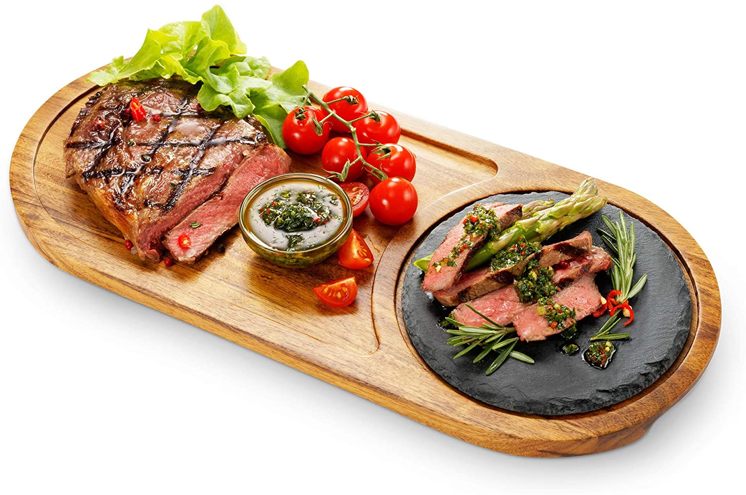 Special Design for Crystal Whiskey Glass - Wood Steak stone Plate with Handles Slate Stone Cutting wooden Board  – Shunstone