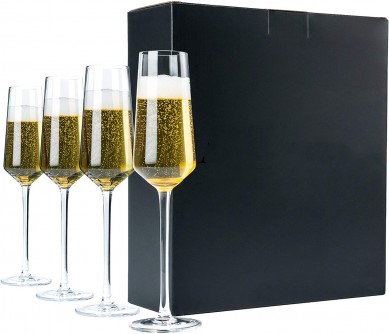 Classic Champagne Flutes Set  Champagne Glasses  Premium Crystal Stemware Hand Blown wine Glasses