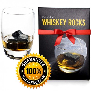 Whiskey Rocks Premium Granite Whiskey Stones Set Black Set of 9 Whisky Stone