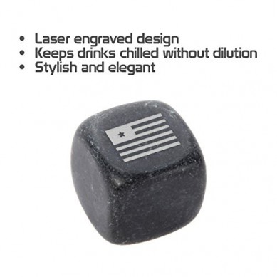 Liberian Flag Whiskey Stones Set Granite Chilling Stones For Liquor Laser Engraved