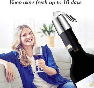 Wine Bottle Stopper Stainless Steel Bottle Sealer អាចប្រើឡើងវិញបាន គ្រឿងបន្លាស់អំណោយល្អបំផុត