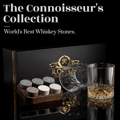 OEM china whisky glês Whiskey Chilling Stones Gift Set troch Elegant Gold Foil Gift Box
