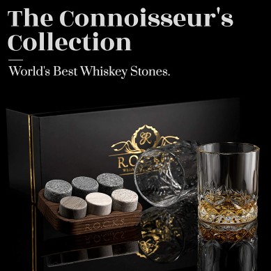 OEM china whisky glass Whiskey Chilling Stones Gift Set by Elegant Gold Foil Gift Box