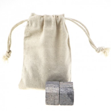 Eco-Friendly Feature Whiskey Ice Cube Stone in white cotton bag