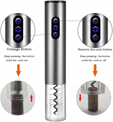 Electric Wine Opener Wine Bottle Opener Stainless Steel Corkscrew Kit with Foil Cutter