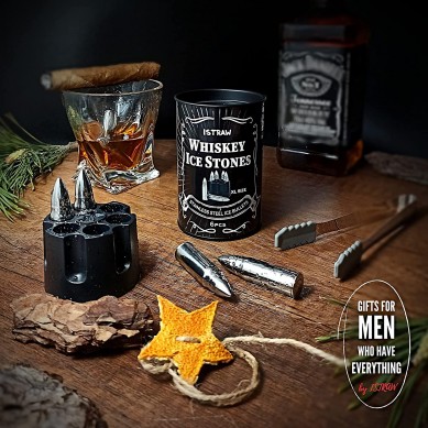 Metal Whiskey Stones Gift Set for Men  Bullet Whiskey Stone Bullet Ice Cube For Whiskey Chillers