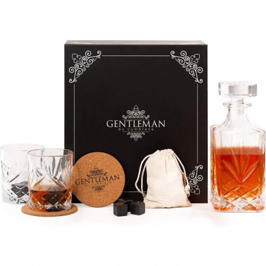 JIM BEAM Whiskey Decanter Set Luxury Whiskey Gift Set with 2 Whiskey Glasses Whiskey Stones  Gift Box