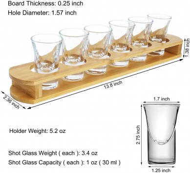 Spirits glasses set with bamboo hloder vodka shot glass wine festival gifts for men