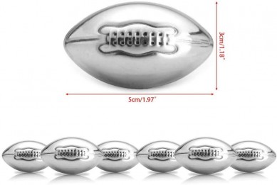 Whisky Stones Stainless Steel Footballs Set in Luxury Box Reusable Chilling Rocks