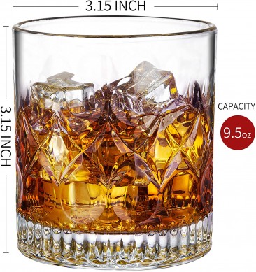 Pemium Scotch Glasses Set Old Fashioned Whiskey Glasses Style Glassware for Bourbon Bar Tumbler Whiskey Glasses
