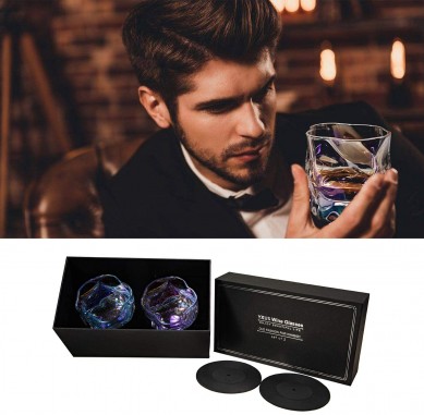 rainbow Rock Glasses Coasters Thick Twisted Whiskey Tumbler Glass for Perfect Whiskey Gifts for MEN