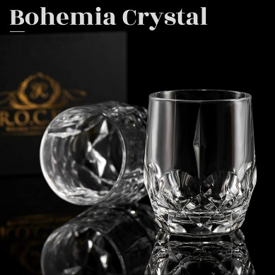 Crystal Whiskey Glasses European Crafted Set of Glass Tumblers for Scotch Bourbon