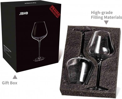 Amazon hot selling Italian Style Crystal Wine Glasses  Lead Free Premium Crystal Clear Glass Gift Box