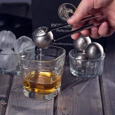 Hugis ng bola Malaking Whisky chilling stones ice mold gift set sa magnetic box